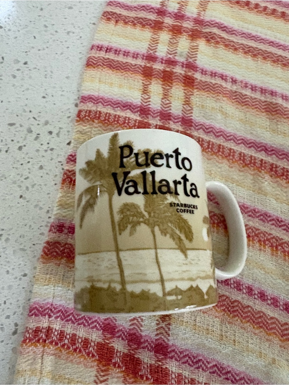 Starbucks Beige and Black Puerto Vallarta Palm Tree Mug